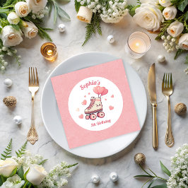 Rolschaatsballonnen Glitter Girl's Birthday Servet