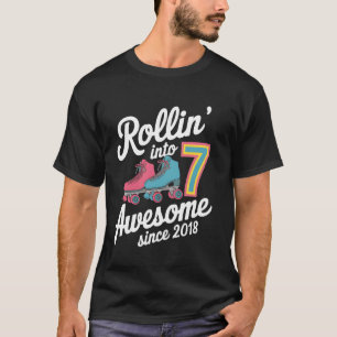 Rolschaatsen 7e verjaardagsfeest rollend in 7 A T-shirt