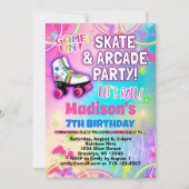Rolschaatsen & Arcade Party Verjaardag Kaart (Voorkant)
