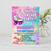Rolschaatsen & Arcade Party Verjaardag Kaart (Staand voorkant)