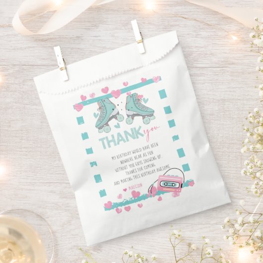 Rolschaatsen dank u Pastel Party Bedankzakje (Geknipt)