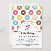 Rolschaatsen dessert donuts verjaardag roze geel kaart (Voorkant)