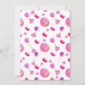 Rolschaatsen dessert donuts Verjaardag roze paarse Kaart (Achterkant)