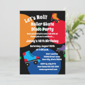 Rolschaatsen disco Verjaardagsfeestuitnodigingen Kaart (Staand voorkant)