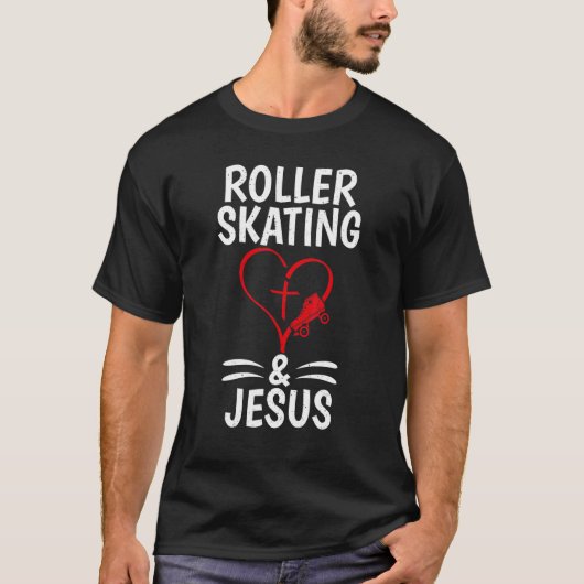 Rolschaatsen en schaatsen van Jezus Roller T-shirt (Voorkant)