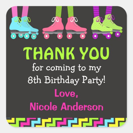 Rolschaatsen Favor Tags / Rolschaatsen Sticker (Voorkant)