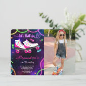 Rolschaatsen foto uitnodiging (Staand voorkant)