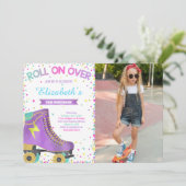 Rolschaatsen foto uitnodiging (Staand voorkant)