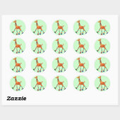 Rolschaatsen Giraffe Ronde Sticker (Vel)