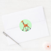 Rolschaatsen Giraffe Ronde Sticker (Envelop)