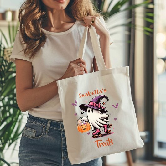 Rolschaatsen Halloween Schattigee Ghost Custom Tre Tote Bag