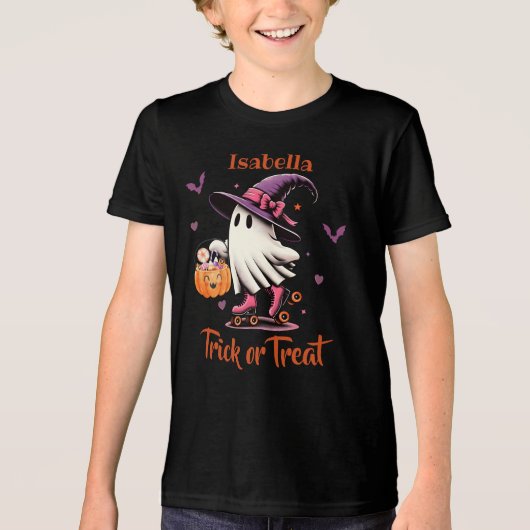 Rolschaatsen Halloween Schattigee Ghost Trick or t Tri-Blend Shirt (Voorkant)