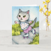 Rolschaatsen Kat - Schattigee kattenkunst Kaart (Gele Bloem)