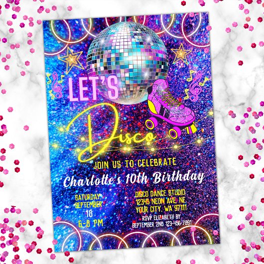 Rolschaatsen Let's Disco Bright Neon Pink Glow Kaart