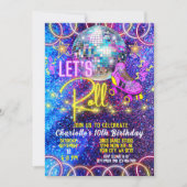 Rolschaatsen Let's Roll Disco Neon Pink Glow Kaart (Voorkant)