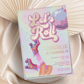 Rolschaatsen Leuk Retro Kids Verjaardagsfeest Folie Uitnodiging