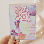 Rolschaatsen Leuk Retro Kids Verjaardagsfeest Folie Uitnodiging