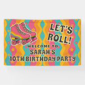 Rolschaatsen Meisje Verjaardagsfeestje Welkom Spandoek (Horizontaal)