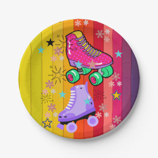 Rolschaatsen Meisjes Regenboog Neon Verjaardagsfee Papieren Bordje
