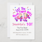 Rolschaatsen Meisjes Roze Verjaardag uitnodiging (Voorkant)