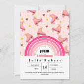 Rolschaatsen Meisjes Verjaardag roze paarse Kaart (Voorkant)