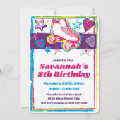 Rolschaatsen Meisjes Verjaardag Schaats Rink Invit Kaart (Voorkant)