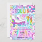 Rolschaatsen Neon Glow 11e verjaardag Kaart (Voorkant)