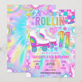 Rolschaatsen Neon Glow 11e verjaardag Kaart (Voorkant / Achterkant)