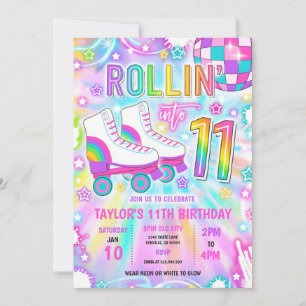 Rolschaatsen Neon Glow 11e verjaardag Kaart