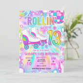 Rolschaatsen Neon Glow 13e verjaardag Kaart (Staand voorkant)