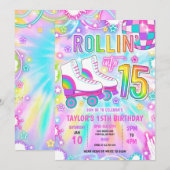 Rolschaatsen Neon Glow 15e verjaardag Kaart (Voorkant / Achterkant)