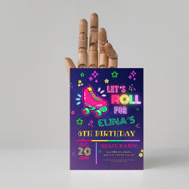 Rolschaatsen Neon Glow verjaardagsfeestje Kaart