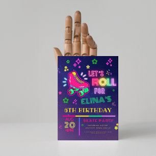 Rolschaatsen Neon Glow verjaardagsfeestje Kaart