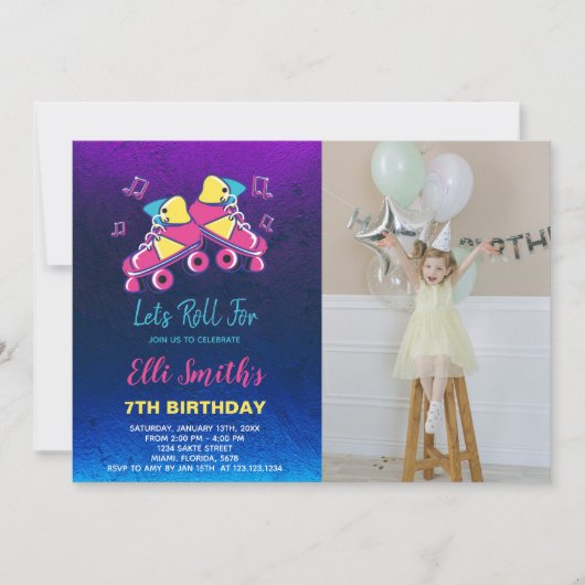  Rolschaatsen Party Uitnodigingen (Voorkant)