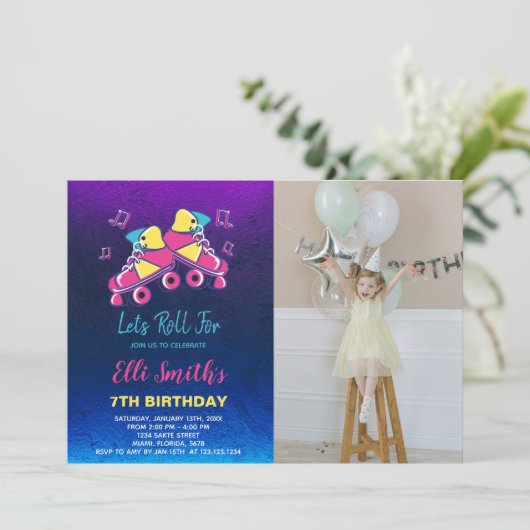  Rolschaatsen Party Uitnodigingen (Staand voorkant)