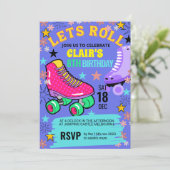 Rolschaatsen Regenboog Neon Meisjes Verjaardagsfee Kaart (Staand voorkant)