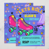 Rolschaatsen Regenboog Neon Meisjes Verjaardagsfee Kaart (Voorkant / Achterkant)