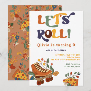 Rolschaatsen Retro Hippie Verjaardag Kaart