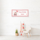 Rolschaatsen Roze Hart Meisje Verjaardagsfeestje Spandoek (Insitu)