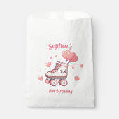 Rolschaatsen Roze Harten Verjaardag Meisje Bedankzakje (Voorkant)