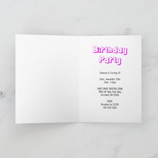 Rolschaatsen Roze Verjaardagsfeest (Binnen)