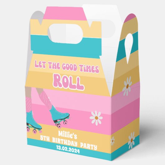 Rolschaatsen schaats retro regenboog Verjaardag Bedankdoosjes (Geopend)