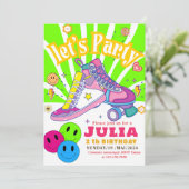 Rolschaatsen Sneaker Verjaardag KLEURRIJKE Retro Kaart (Staand voorkant)