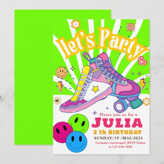 Rolschaatsen Sneaker Verjaardag KLEURRIJKE Retro Kaart (Voorkant / Achterkant)