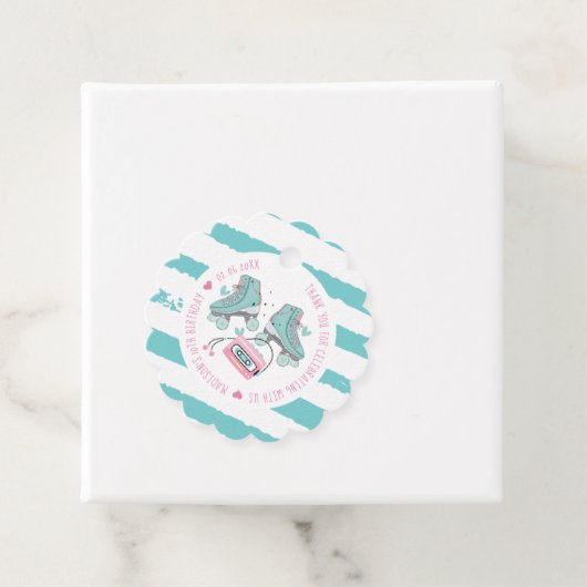 Rolschaatsen Verjaardag Pastel Dank u Bedankjes Labels (In situ)