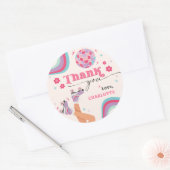 Rolschaatsen Verjaardag Retro Regenboog Ronde Sticker (Envelop)