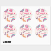 Rolschaatsen Verjaardag Retro Regenboog Ronde Sticker (Vel)