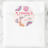 Rolschaatsen Verjaardag Retro Regenboog Ronde Sticker (Tas)