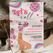 Rolschaatsen Verjaardag uitnodiging Groovy Rainbow