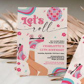 Rolschaatsen Verjaardag uitnodiging Groovy Rainbow